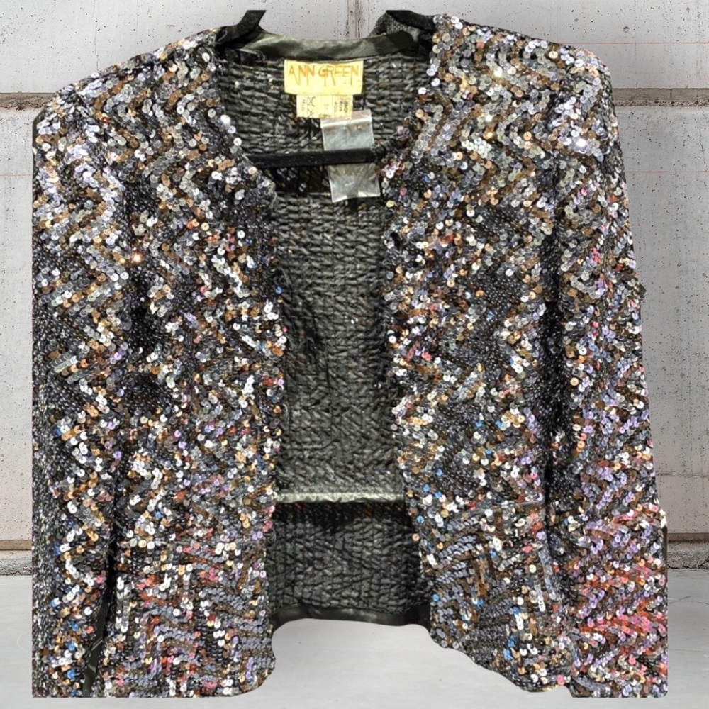 Vintage Ann Green sequin peplum jacket - Picture 5 of 8